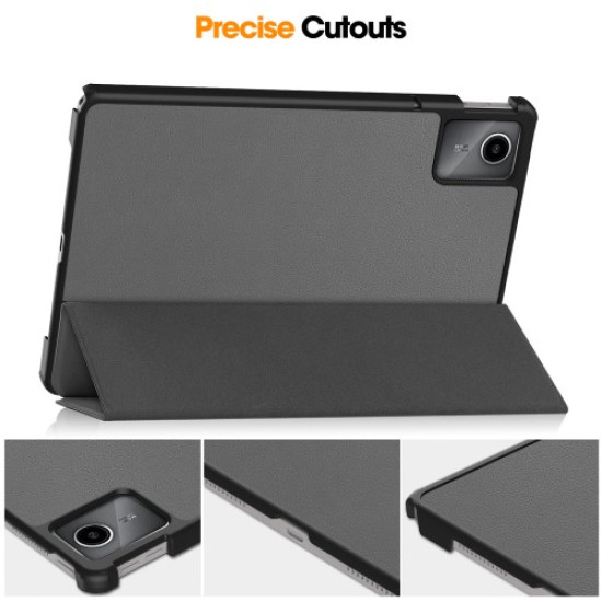 For Lenovo Tab M11 / Xiaoxin Pad 11 2024 Case Tri-fold Stand PU Leather+PC Tablet Cover - Grey Lenovo Cases Mobile Tablet