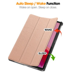 For Lenovo Tab M11 / Xiaoxin Pad 11 2024 Case Tri-fold Stand PU Leather+PC Tablet Cover - Rose Gold For Lenovo Tab M11 / Xiaoxin Pad 11 2024 Case Tri-fold Stand PU Leather+PC Tablet Cover - Rose Gold