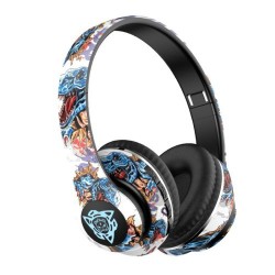 P35 Ασύρματα Ακουστικά Headset με Φως Led για E-Sport Gaming - Καρτούν Δεινόσαυροι Μπλε σε Λευκό Φόντο
