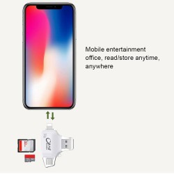 4 in 1 Type-C/Lighting 8Pin/Micro USB/USB Connector Card Reader OTG Hub Adapter TF Card Reader - White 4 in 1 Type-C/Lighting 8Pin/Micro USB/USB Connector Card Reader OTG Hub Adapter TF Card Reader - White