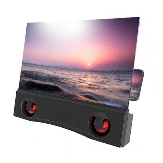 12 inch 3D Mobile Phone Screen Amplifier Foldable HD Acrylic Phone Video Magnifying Glass with Stereo Bluetooth Speaker Gadgets - Toys - Hobby