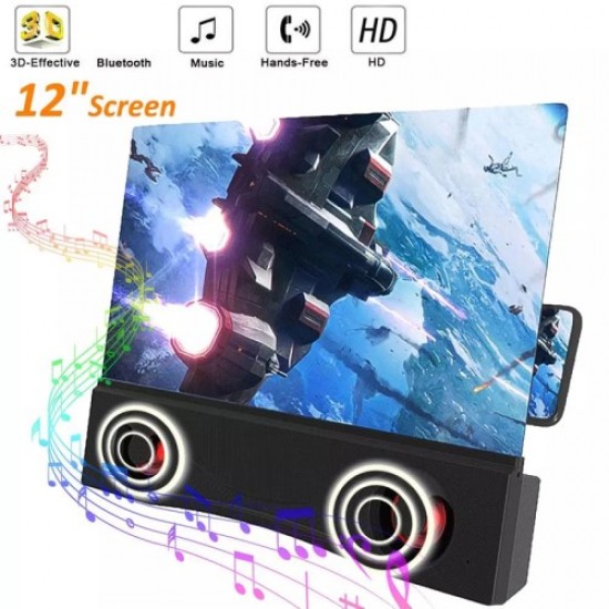 12 inch 3D Mobile Phone Screen Amplifier Foldable HD Acrylic Phone Video Magnifying Glass with Stereo Bluetooth Speaker Gadgets - Toys - Hobby