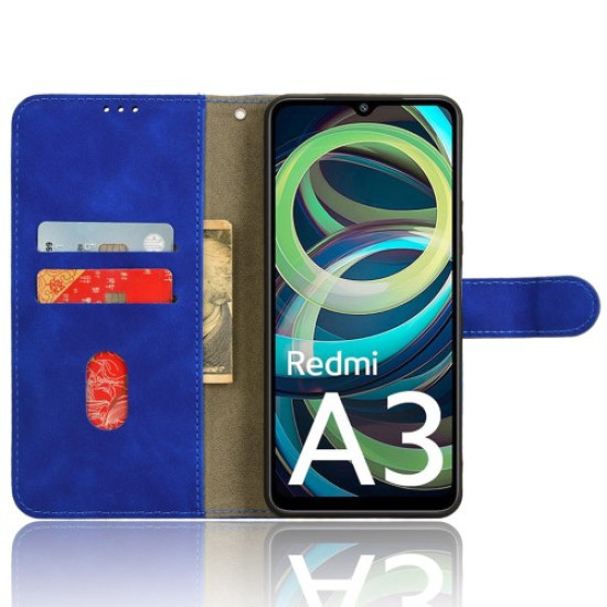 For Xiaomi Redmi A3 Case PU Leather Skin Touch Feeling Wallet Phone Cover - Blue XIAOMI Cases Mobile