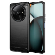 For Xiaomi Redmi A3 TPU Case Brushed Carbon Fiber Texture Phone Cover - Black