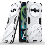 For Xiaomi Redmi A3 Phone Cover PC+TPU Dual-Layer Protection Case Built-in Kickstand - White