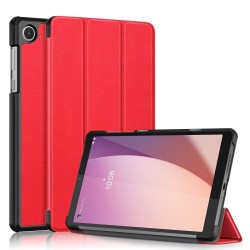 Tablet Case for Lenovo Tab M8 Gen 4 TB-300FU Tri-fold Stand Solid Color PU Leather Tablet Cover - Red Tablet Case for Lenovo Tab M8 Gen 4 TB-300FU Tri-fold Stand Solid Color PU Leather Tablet Cover - Red