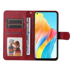 For Oppo A78 4G Shockproof Phone Case PU Leather Wallet Stand Calf Texture Cover - Red For Oppo A78 4G Shockproof Phone Case PU Leather Wallet Stand Calf Texture Cover - Red
