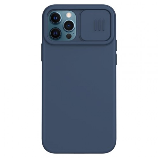 NILLKIN Magnetic Absorption Liquid Silicone+PC Phone Cover [Support Wireless Charge] for iPhone 12 / iPhone 12 Pro - Blue Apple Cases Mobile