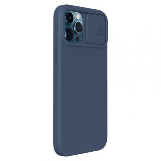 NILLKIN Magnetic Absorption Liquid Silicone+PC Phone Cover [Support Wireless Charge] for iPhone 12 / iPhone 12 Pro - Blue Apple Cases Mobile