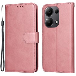 Θήκη Πορτοφόλι με Βάση Στήριξης (Όψη Δέρματος) για Xiaomi Redmi Note 13 Pro 4G / Poco M6 Pro 4G - Ροζ