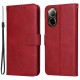 For Realme C67 4G Case Calf Texture PU Leather Magnetic Clasp Cover with Wallet - Red Oppo Realme Cases Mobile