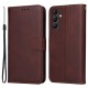 For Samsung Galaxy A15 5G Case Shockproof Phone Shell Calf Texture Leather Wallet Phone Cover - Brown Samsung Cases Mobile