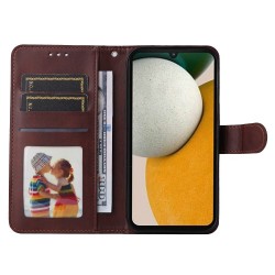 For Samsung Galaxy A15 5G Case Shockproof Phone Shell Calf Texture Leather Wallet Phone Cover - Brown For Samsung Galaxy A15 5G Case Shockproof Phone Shell Calf Texture Leather Wallet Phone Cover - Brown