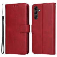 For Samsung Galaxy A15 5G Case Shockproof Phone Shell Calf Texture Leather Wallet Phone Cover - Red