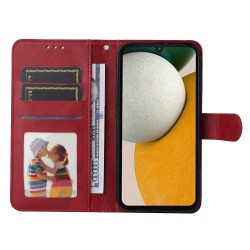 For Samsung Galaxy A15 5G Case Shockproof Phone Shell Calf Texture Leather Wallet Phone Cover - Red For Samsung Galaxy A15 5G Case Shockproof Phone Shell Calf Texture Leather Wallet Phone Cover - Red