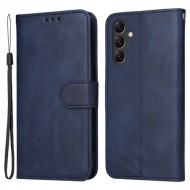 For Samsung Galaxy A15 5G Case Shockproof Phone Shell Calf Texture Leather Wallet Phone Cover - Blue
