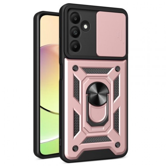 For Samsung Galaxy A15 4G / A15 5G Case Slide Lens Cover Anti-drop PC+TPU Protective Shell - Rose Gold Samsung Cases Mobile