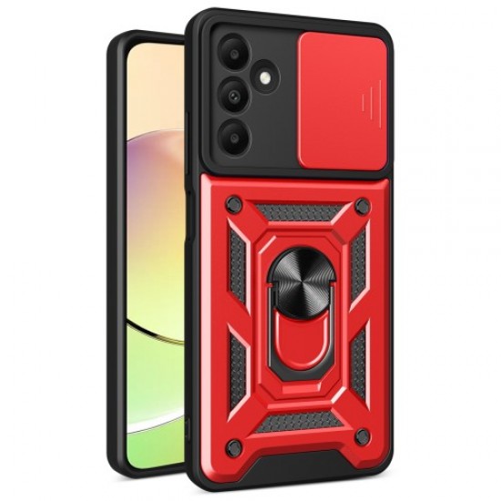 For Samsung Galaxy A15 4G / A15 5G Case Slide Lens Cover Anti-drop PC+TPU Protective Shell - Red Samsung Cases Mobile
