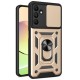 For Samsung Galaxy A15 4G / A15 5G Case Slide Lens Cover Anti-drop PC+TPU Protective Shell - Gold Samsung Cases Mobile