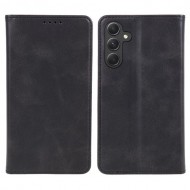 For Samsung Galaxy S24+ PU Leather Case Business Style Magnetic Cell Phone Cover - Black