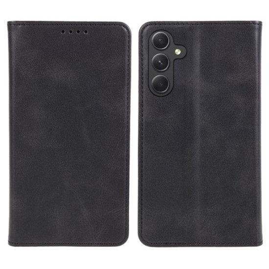 For Samsung Galaxy S24+ PU Leather Case Business Style Magnetic Cell Phone Cover - Black Samsung Cases Mobile