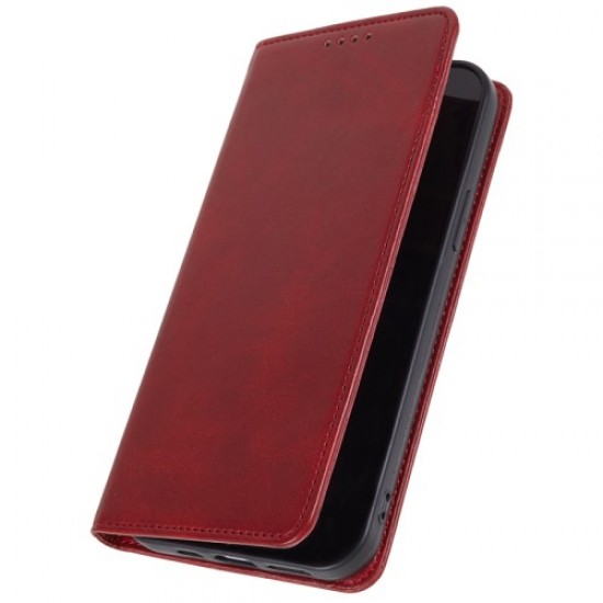 For Samsung Galaxy S24+ PU Leather Case Business Style Magnetic Cell Phone Cover - Red Samsung Cases Mobile