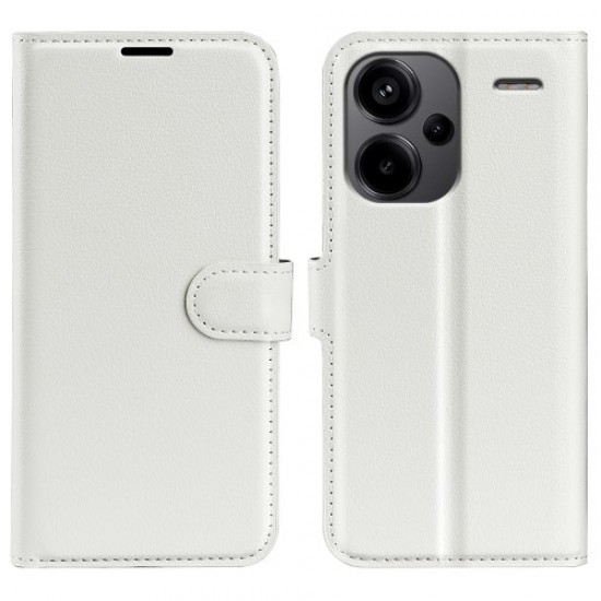 For Xiaomi Redmi Note 13 Pro+ 5G Case Litchi Texture Wallet Stand Leather Phone Shell - White XIAOMI Cases Mobile
