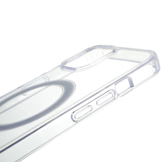 Μαγνητική Θήκη Σιλικόνης TPU με Σκληρή Πλάτη (συμβατή με MagSafe) για iPhone 15 - Διάφανο Apple Θήκες Κινητών