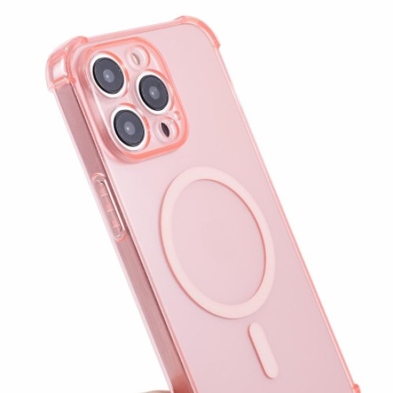 For iPhone 15 Pro Max TPU Case Reinforced Corner Phone Cover Compatible with MagSafe - Pink Apple Cases Mobile