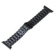 For Apple Watch Ultra 2 49mm / Series 9 45mm / SE (2023) 44mm / Ultra 49mm / 8 7 45mm / 6 5 4 SE (2022) SE 44mm / 3 2 1 42mm Titanium Steel Watch Band 5 Beads Replace Strap - Black