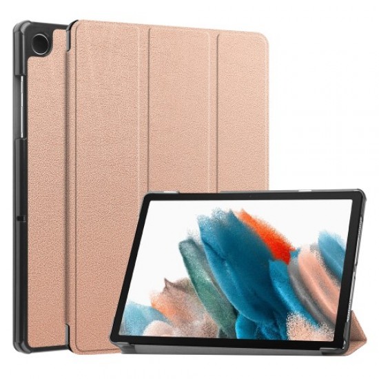 For Samsung Galaxy Tab A9 Tri-fold Stand PU Leather Tablet Case Full Protection Tablet Cover - Rose Gold Samsung Cases Mobile Tablet
