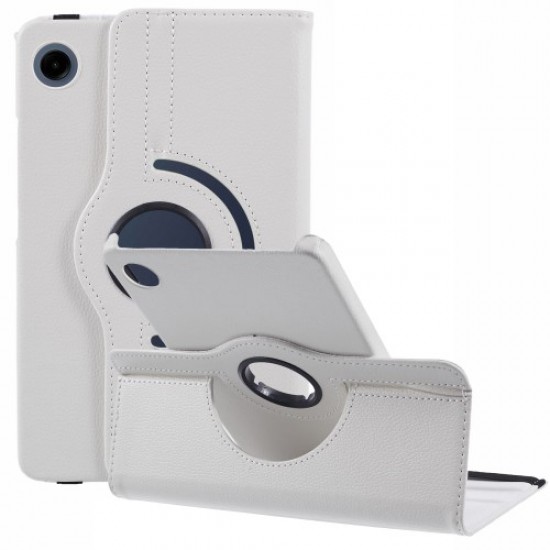 For Samsung Galaxy Tab A9 Case PU Leather Rotating Stand Tablet Cover - White Samsung Cases Mobile Tablet
