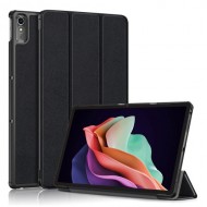 For Lenovo Tab P11 Gen 2 Solid Color PU Leather Tablet Case Tri-fold Stand Auto Wake / Sleep Smart Cover - Black