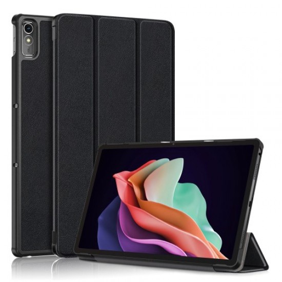 For Lenovo Tab P11 Gen 2 Solid Color PU Leather Tablet Case Tri-fold Stand Auto Wake / Sleep Smart Cover - Black Lenovo Cases Mobile Tablet
