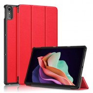 For Lenovo Tab P11 Gen 2 Solid Color PU Leather Tablet Case Tri-fold Stand Auto Wake / Sleep Smart Cover - Red