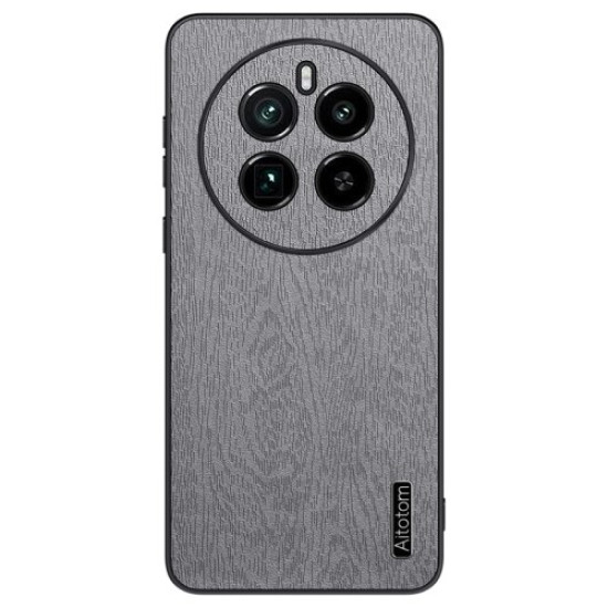 For Realme GT5 Pro 5G Wood Grain Case Drop Protection Phone Back Cover - Grey Oppo Realme Cases Mobile