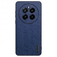 For Realme GT5 Pro 5G Wood Grain Case Drop Protection Phone Back Cover - Blue