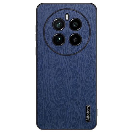 For Realme GT5 Pro 5G Wood Grain Case Drop Protection Phone Back Cover - Blue Oppo Realme Cases Mobile