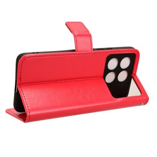 For Xiaomi Redmi K70E 5G / Poco X6 Pro 5G Wallet Case 3 Card Slots TPU Interior Protective Cover - Red XIAOMI Cases Mobile
