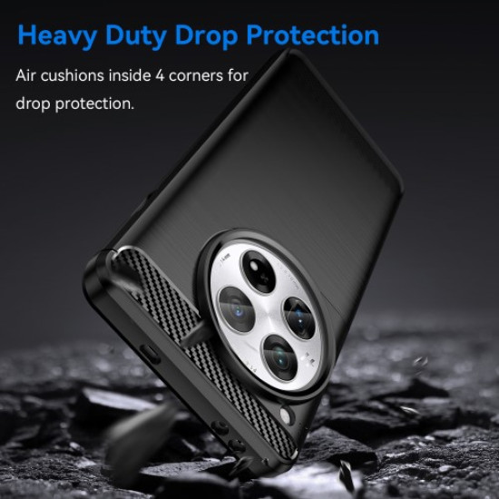 For OnePlus 12 5G Case Anti-Dust Carbon Fiber Texture TPU Phone Cover - Black OnePlus Mobile Cases