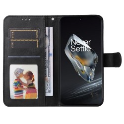 Θήκη Πορτοφόλι με Βάση Στήριξης (Όψη Δέρματος) για OnePlus 12 5G - Μαύρο