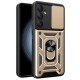For Samsung Galaxy A55 5G Cell Phone Case Anti-dust Kickstand Cover with Slide Lens Protection - Gold Samsung Cases Mobile