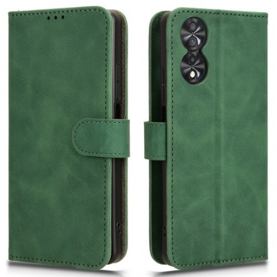 For TCL 40 Nxtpaper 4G Leather Case Skin-touch PU Leather Phone Cover Wallet Stand - Green TCL Mobile Cases