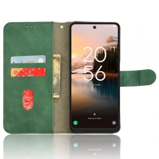 For TCL 40 Nxtpaper 4G Leather Case Skin-touch PU Leather Phone Cover Wallet Stand - Green TCL Mobile Cases