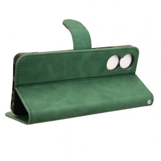 For TCL 40 Nxtpaper 4G Leather Case Skin-touch PU Leather Phone Cover Wallet Stand - Green TCL Mobile Cases