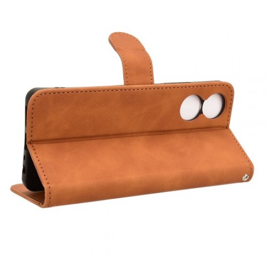 For TCL 40 Nxtpaper 4G Leather Case Skin-touch PU Leather Phone Cover Wallet Stand - Brown TCL Mobile Cases