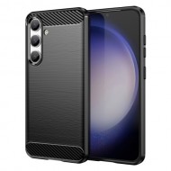 For Samsung Galaxy S24 Case Phone Cover TPU Carbon Fiber Texture Slim-Fit Cell Phone Shell - Black