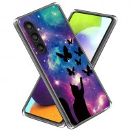 For Samsung Galaxy S24 Phone Case Thin Flexible TPU Back Cover IMD Pattern - Cat and Butterflies