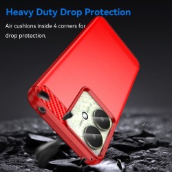 Θήκη Σιλικόνης TPU Carbon Fiber για Xiaomi Redmi 13C 4G / 5G / Poco C65 4G - Κόκκινο