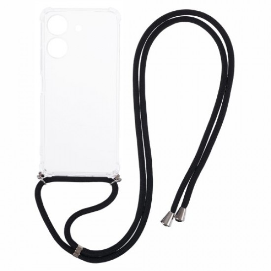 For Xiaomi Redmi 13C 4G / Poco C65 4G Case TPU Drop-resistant Phone Back Cover with Lanyard - Transparent XIAOMI Cases Mobile